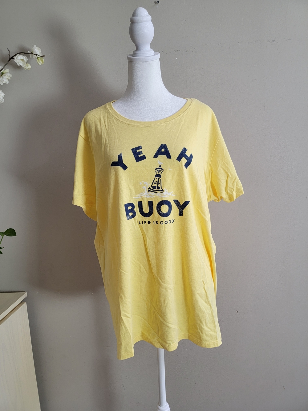 Life Is Good Yellow 'Yeah Buoy' Graphic Tee Size XXL